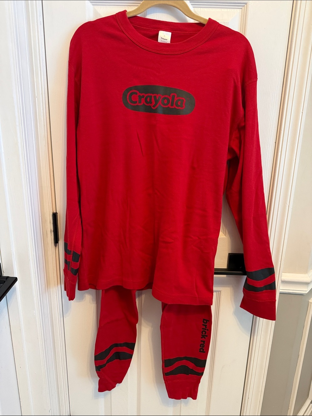 Crayola  x Hanna Andersson Women’s Brick Red Crayon Long John Pajama Set Sz XL